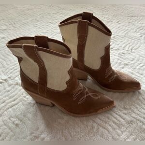 Dolce Vita Brown and Cream Women's Western Booties